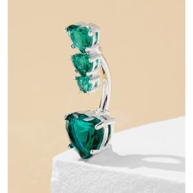 Heart CZ Green Heart Shaped Umbrella Rings With Zirconia,Hypoallergenic Surgical Steel, (Option: Default)