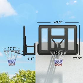 Soozier Wall Mounted Basketball Hoop, Basketball Goal Combo Kit With 43 Reinforced Shatter Resistant Backboard And All Weather Net For Indoor Or (Option: Black)