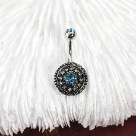 Vantage B Retro Style Antique Silver Seastar Stainless Steel Navel Ring, Belly Piercing, Umbilical Ring, 1 Piece (Option: Default)