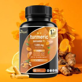 Premium Turmeric Curcumin Supplements 1000mg - Great Absorption Rate - Supports Heart, Brain And Joint Health - 60 Capsules (Option: 1 PCS)