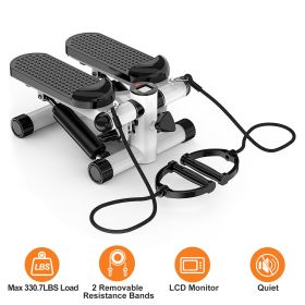 Stepper For Exercise Mini Fitness Stepper With 2 Resistance Bands LCD Monitor Max 330.7LBS Load Stair Stepper Quiet Stepper (Option: Grey)