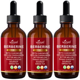 Organic Ceylon Cinnamon Berberine Liquid Drops Supplement With Bitter Melon Extract, Glucomannan, Gymnema, Chromium, Turmeric, Organic Panax Gins (Option: 3 PCS)