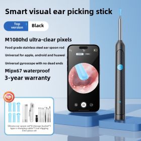 Smart Visual Ear Sticks Otoscope Endoscope Wax Removal Tool Earpick Mini Camera Health Care Ear Cleaner (Color: Y38 Black 9Pcs)