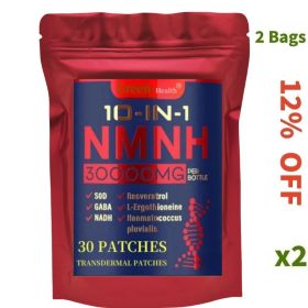 NMNH Transdermal Patches with NAD Resveratrol, PQQ for Anti-Aging, Energy, Focus, 30 Patches (Color: 1 Bag (30 Patches))