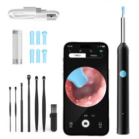 Wireless WiFi Ear Pick Otoscope Camera Borescope Luminous Ear Wax Cleaning Teeth Oral Inspection Health Care Ear Cleaner (Color: Black-9pcs)