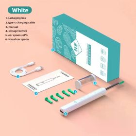 Wireless WiFi Ear Pick Otoscope Camera Borescope Luminous Ear Wax Cleaning Teeth Oral Inspection Health Care Ear Cleaner (Color: White)