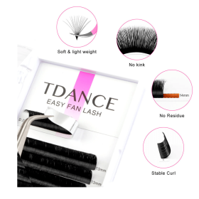 TDANCE Easy Fan Lashes Fast Bloom Faux Mink Eyelash Extension Austomatic Flowering Self-Making Volume Natural Makeup Beauty Lash (Curl, Thickness: D, 0.03mm, Color: 9mm)