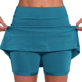 Elastic Yoga Culottes for Women Athletic Shorts Lightweight High Waist Joggers (Color: Blue, size: S)