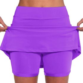 Elastic Yoga Culottes for Women Athletic Shorts Lightweight High Waist Joggers (Color: Purple, size: 5XL)