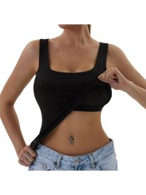 Womens Tank Tops with Built in Bras Yoga Workout Sports Activewear (Color: Black, size: S)