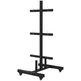 2 Inch Weight Plate Rack, Plate Rack Holder For Olympic Weight Plates and Bars, with 4 Transport Wheels and 6 Fasten Clamps, 440 lbs. Capacity, B (Option: Black-1330x210x130 mm)