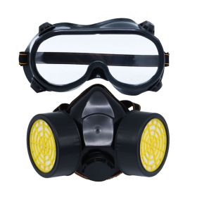 Chemical Dustproof Respirator Gas Face Mask Safety Filter Military Eye Goggle Dual Protection Filter (Option: Black)